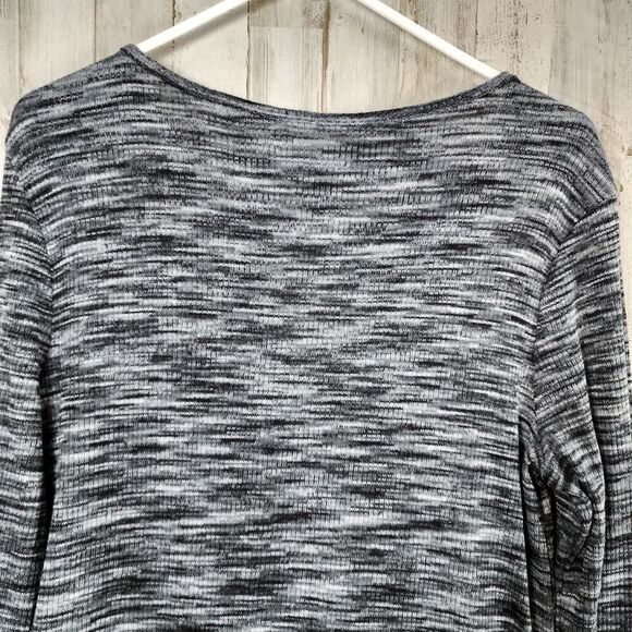 Cato Long Sleeve Deep V-Neck Sweater Black Gray Size Large - Picture 6 of 8